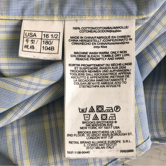 BROOKS BROTHERS 346 Slim Fit Men Plaid Long Sleeve Button Up Shirt 16 1/2-4/5 - Picture 9 of 9